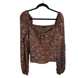 Zenobia Floral Boho Smocked Puff Sleeve Blouse